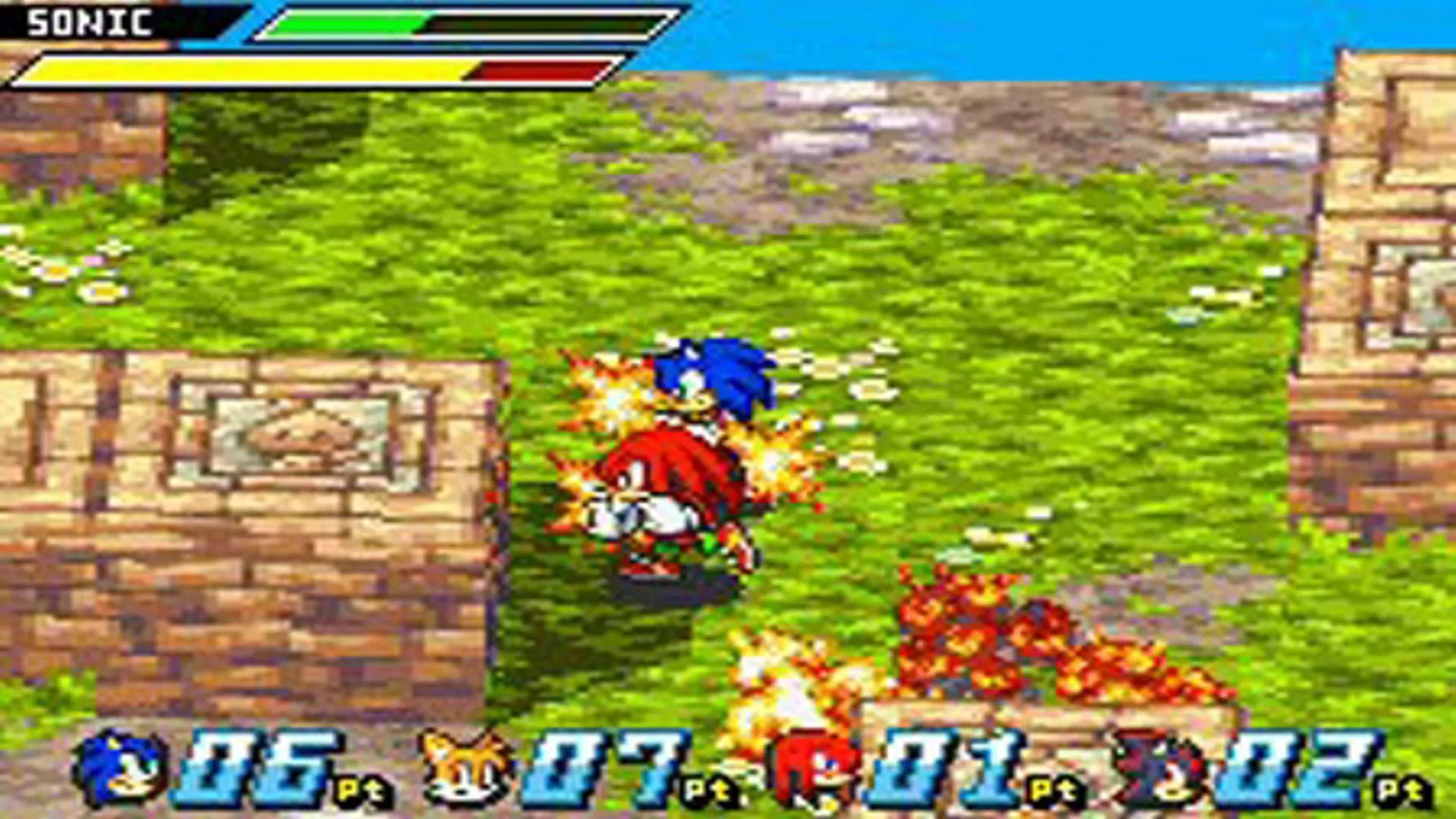 Sonic và Knuckles đang giao chiến trong tựa game đối kháng Sonic Battle trên Game Boy Advance, gợi mở ý tưởng về một phần tiếp theo.