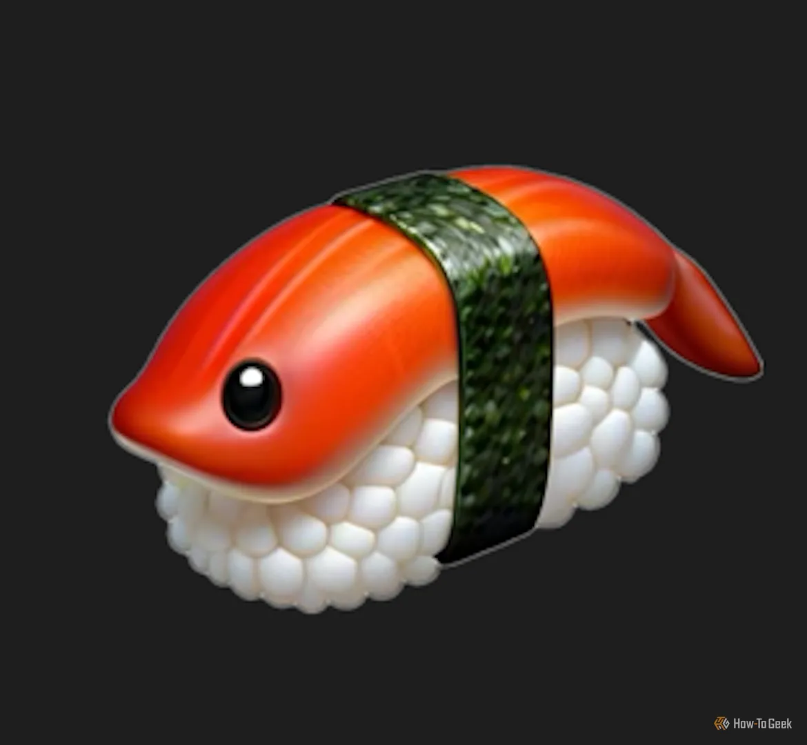Sushi sống có mắt nhìn đáng sợ, Genmoji gây ám ảnh.