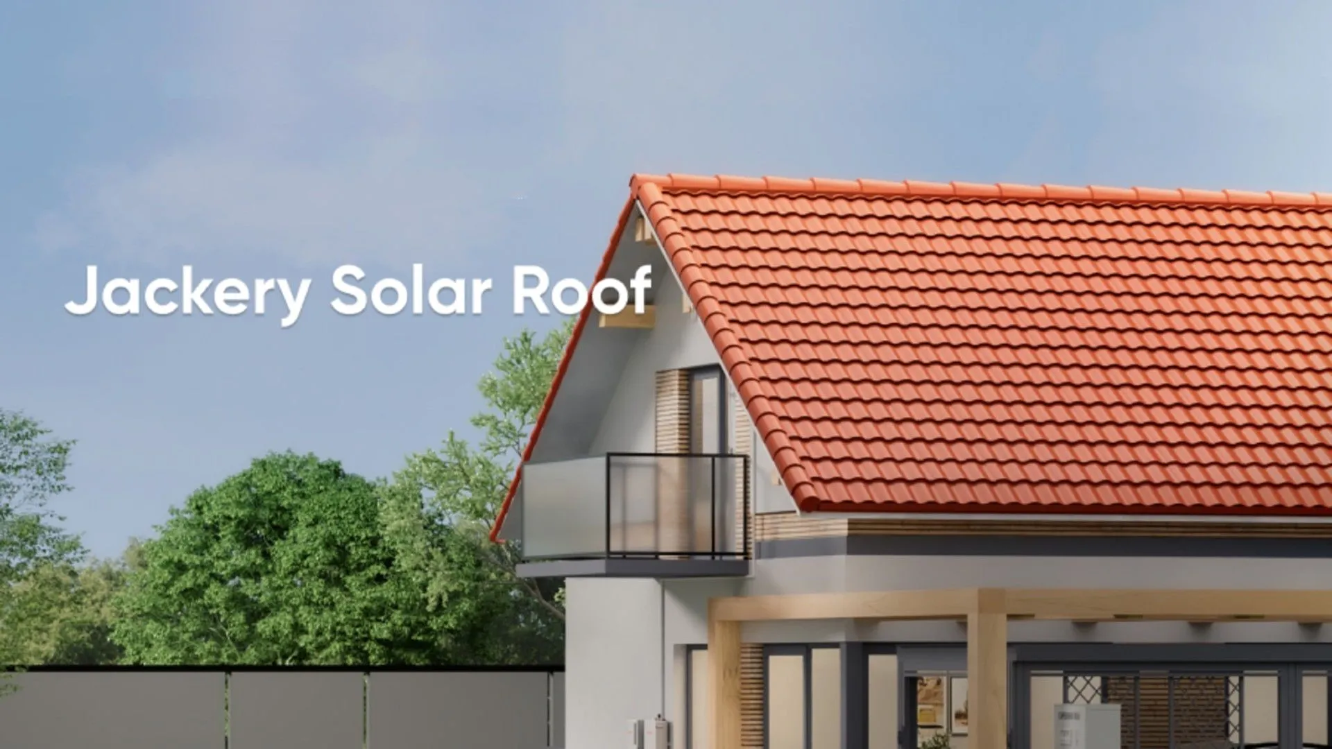 Tấm pin mặt trời Jackery Solar Roof được lắp đặt trên mái nhà, hòa nhập liền mạch với ngói