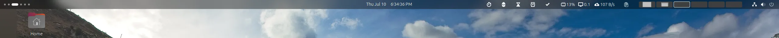 Thanh Top Bar của Ubuntu với các tiện ích mở rộng hoặc widget hiển thị thông tin