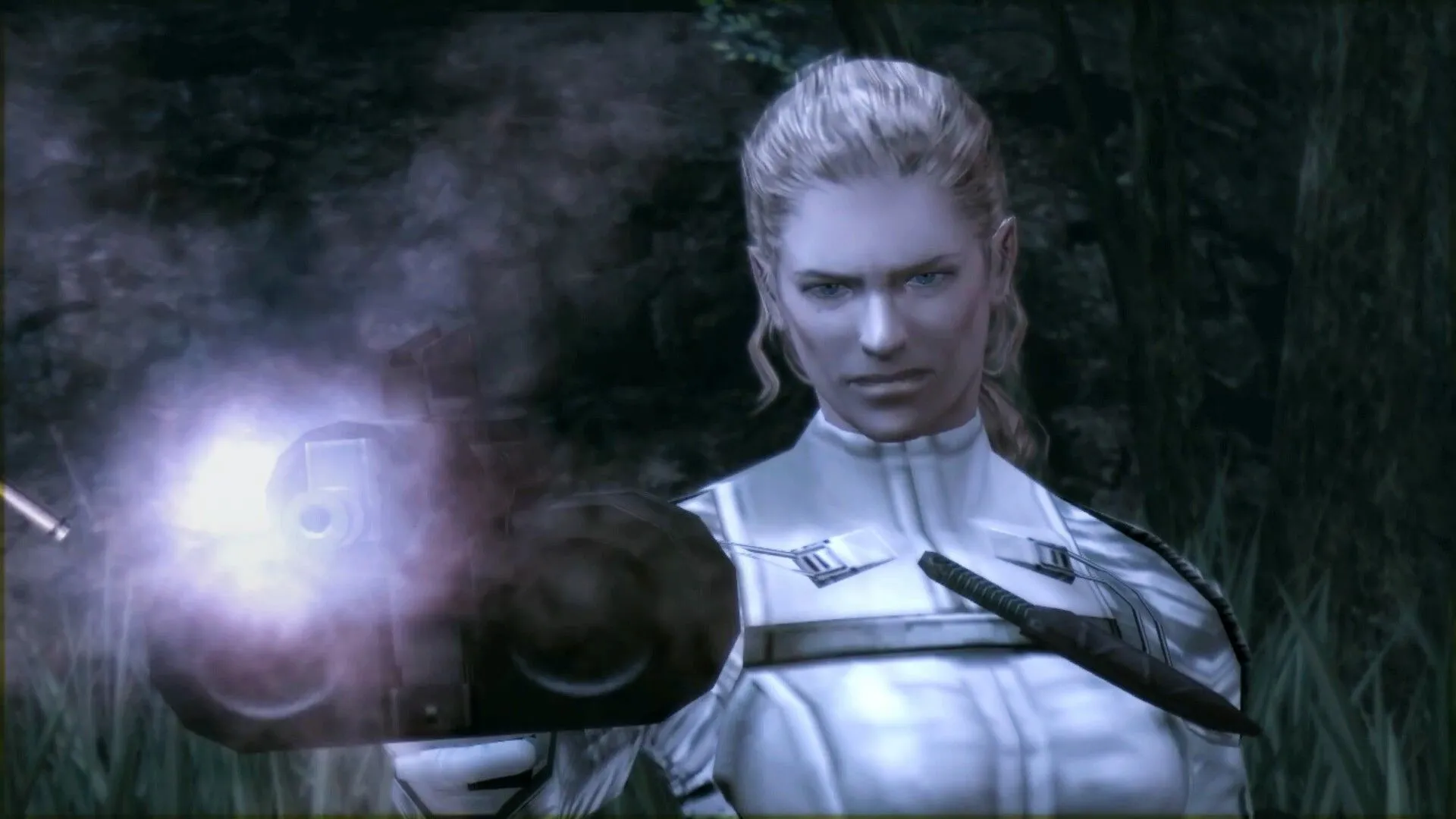 The Boss bắn súng vào camera trong Metal Gear Solid 3 Snake Eater