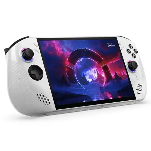 Thiết bị chơi game cầm tay Lenovo Legion Go S màu đen, hiển thị màn hình game sắc nét.