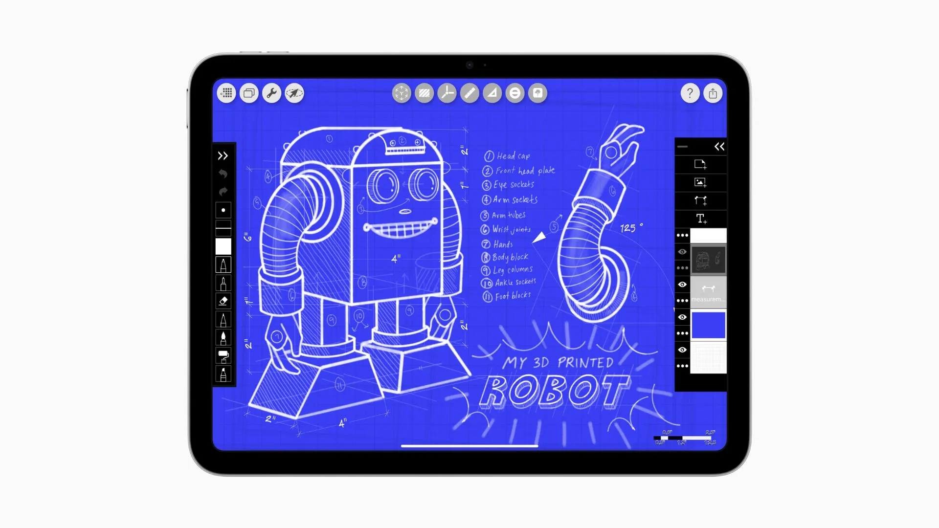 Thiết kế tổng thể của iPad thế hệ thứ 11, cho thấy màn hình và các cạnh viền