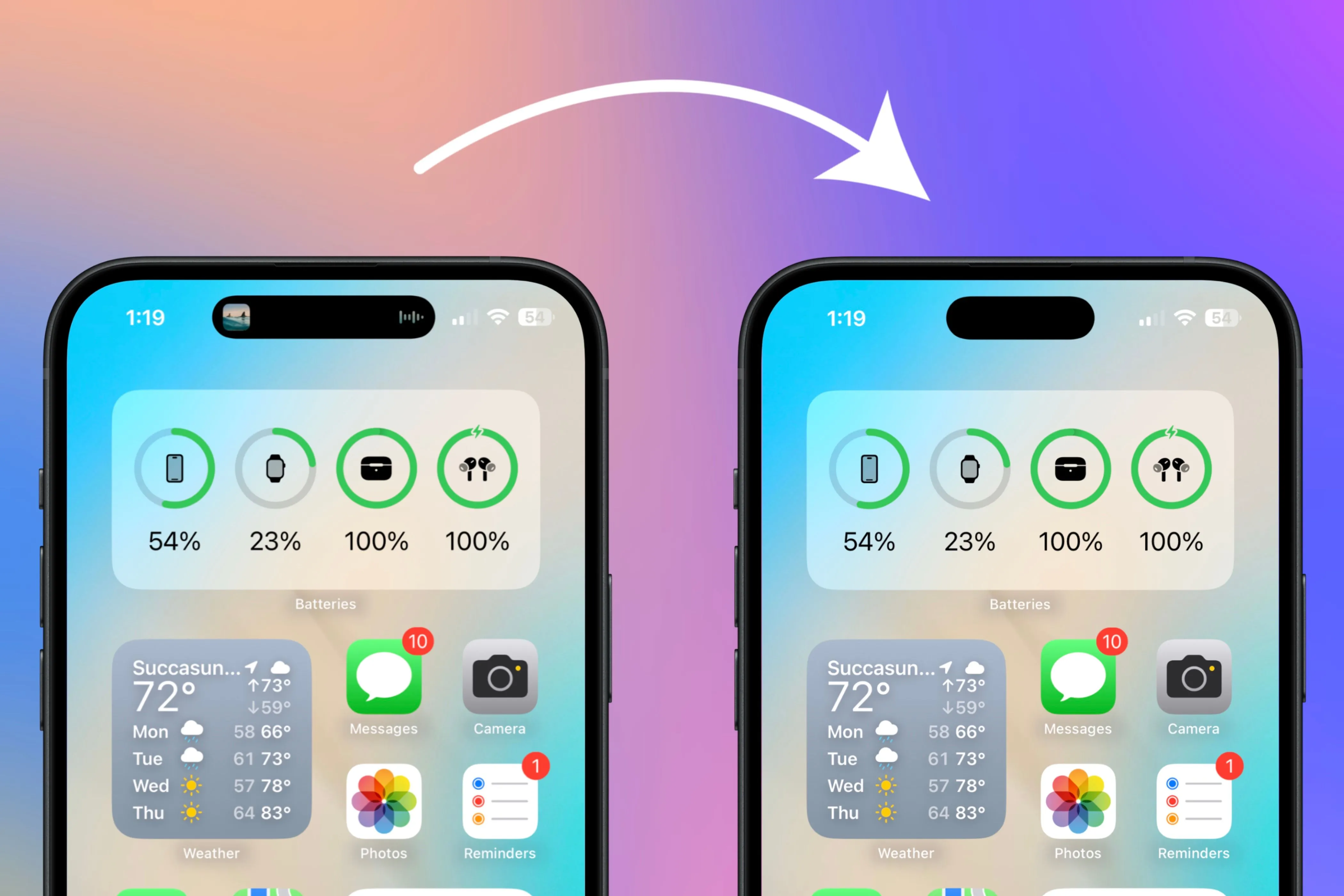 Thực hiện cử chỉ vuốt để ẩn Hoạt động trực tiếp trên Dynamic Island iPhone