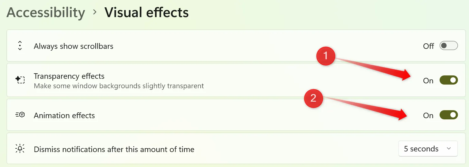 Tinh chỉnh cài đặt hiệu ứng hình ảnh (Visual Effects) trong Windows để tối ưu hiệu suất hoặc tăng tính thẩm mỹ.