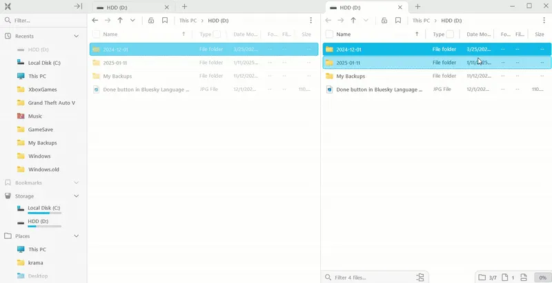 Tính năng chia đôi màn hình độc đáo của File Pilot giúp tăng năng suất.