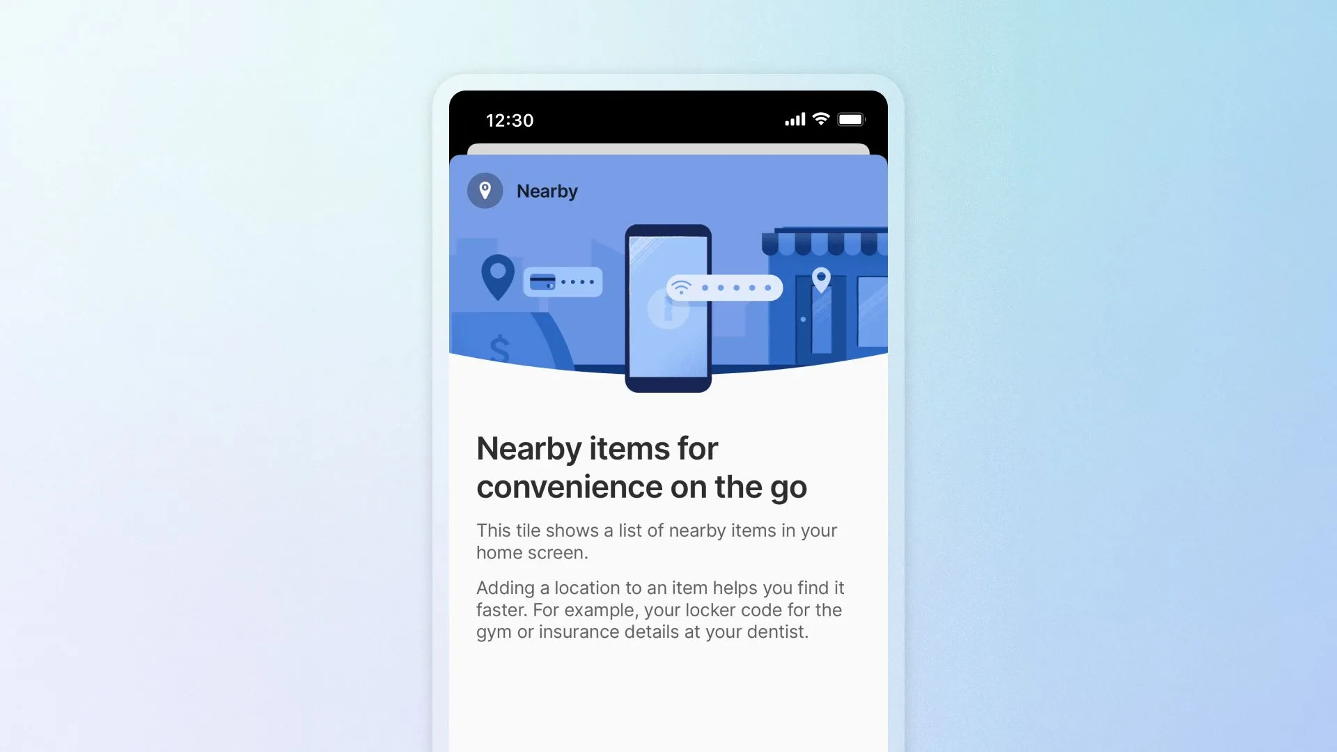 Tính năng Nearby Items của 1Password