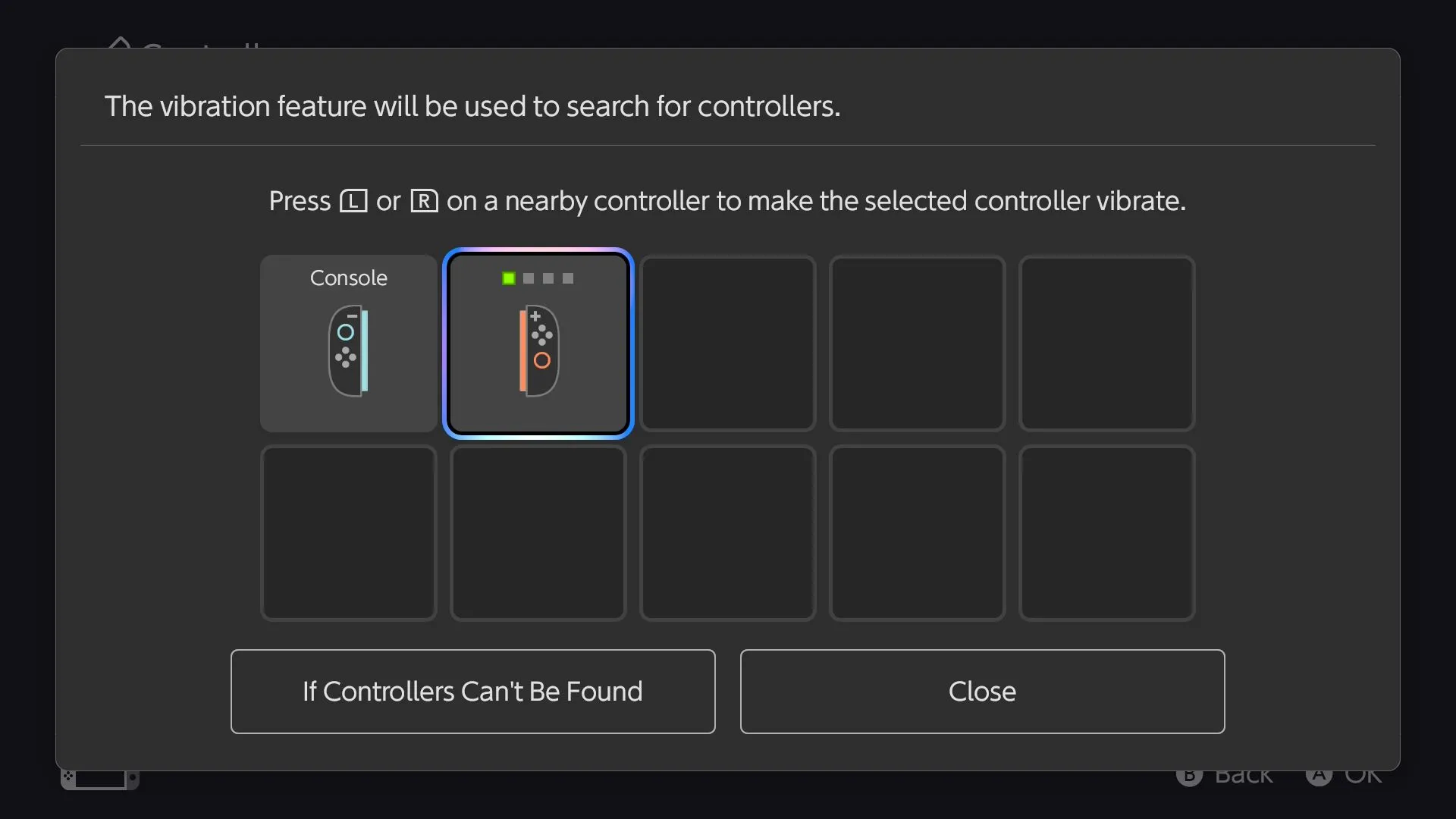 Tính năng tìm kiếm tay cầm Joy-Con bị mất trên menu Switch 2.