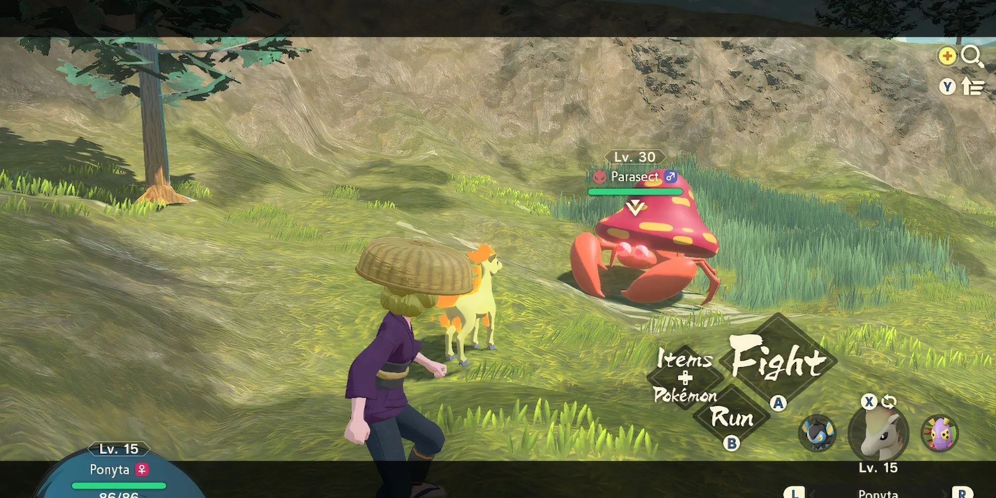 Trận chiến với Parasect trong Pokémon Legends Arceus trên Switch