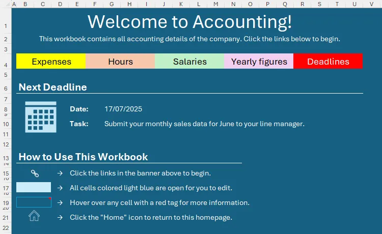 Trang chủ Excel với phần hướng dẫn người dùng cách sử dụng workbook
