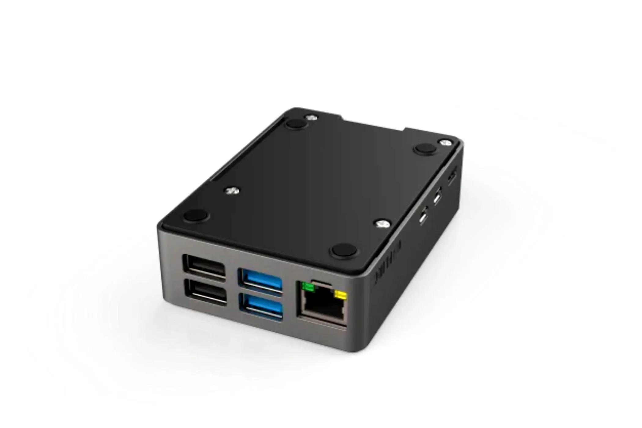 Vỏ nhôm tản nhiệt Flirc Kodi Edition cho Raspberry Pi 5 màu gunmetal, phụ kiện cần thiết cho Pi.