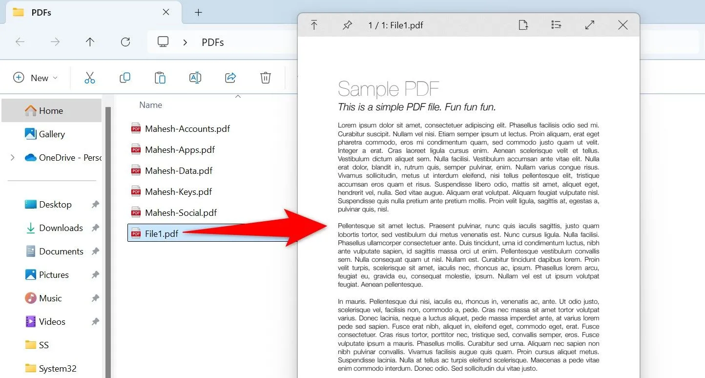 Xem trước tệp PDF bằng ứng dụng QuickLook trên Windows 11 chỉ với phím Spacebar