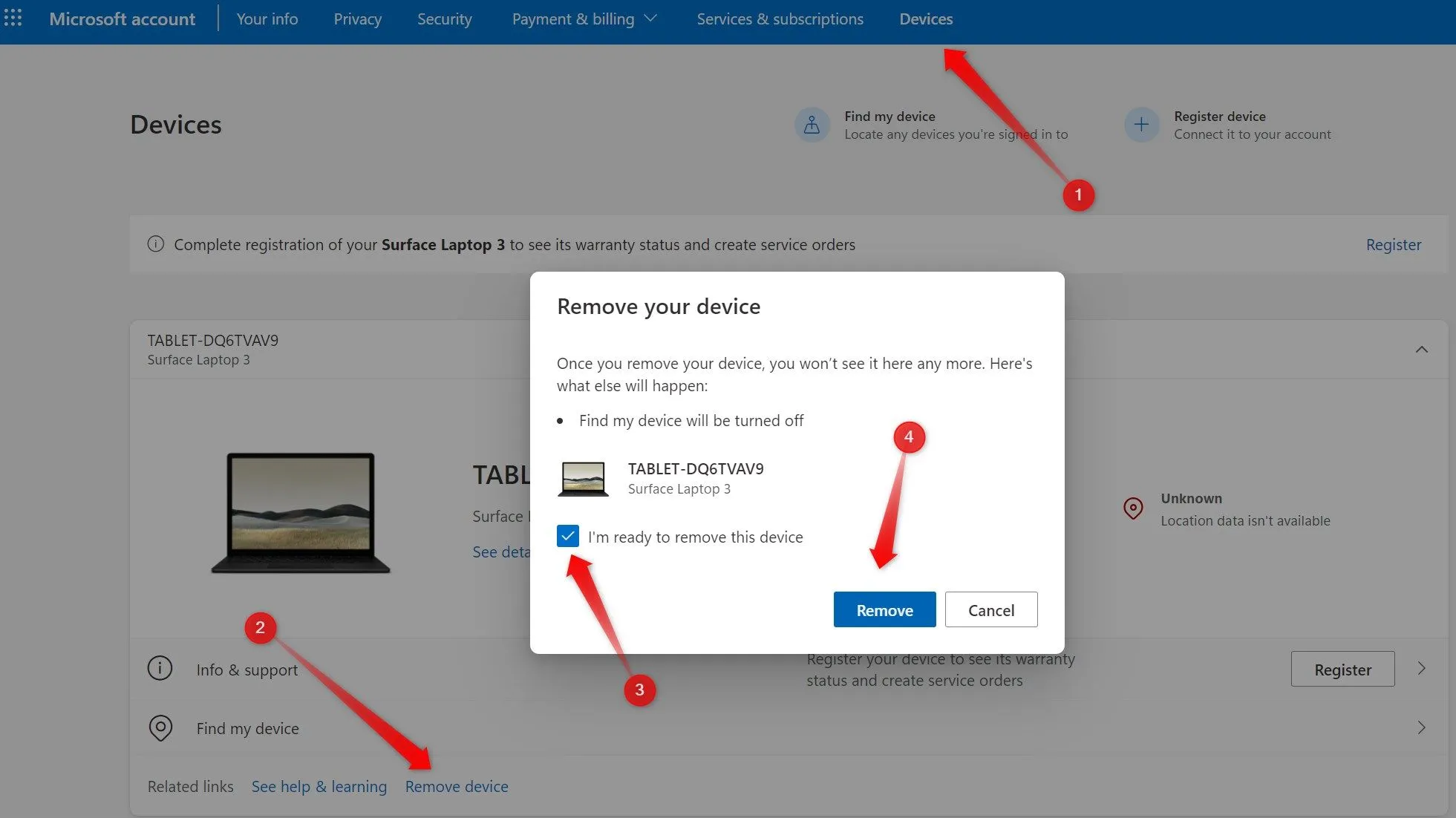 Xóa thiết bị đáng ngờ khỏi tài khoản Microsoft để bảo vệ thông tin cá nhân