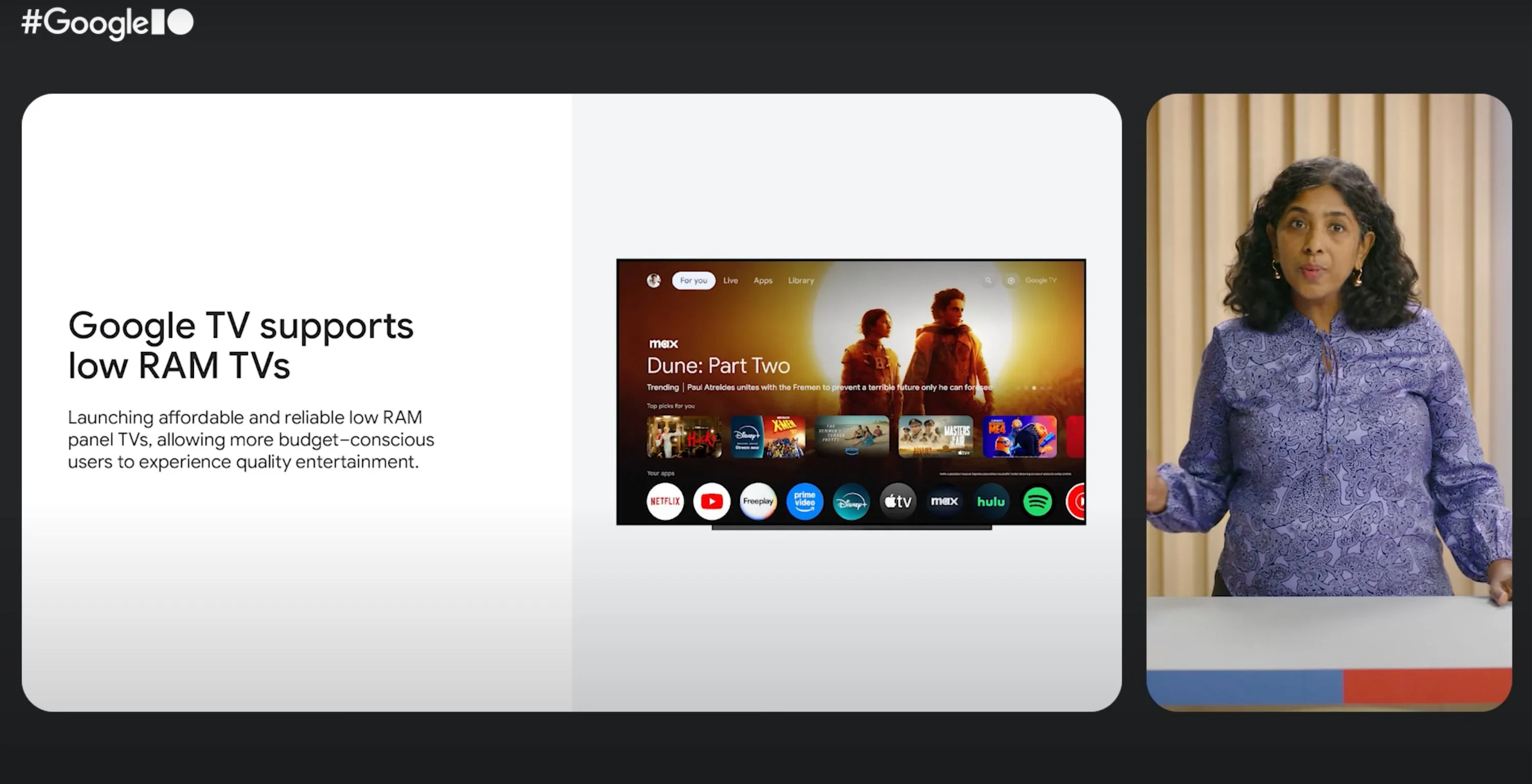 Các nhà phát triển Google công bố tính năng mới cho Google TV tại sự kiện I/O 2025.