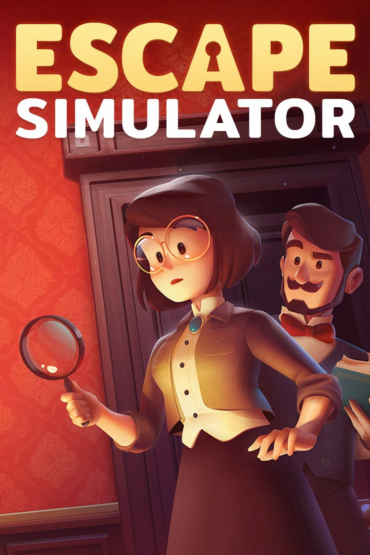 Cặp đôi hợp tác giải đố trong một căn phòng Escape Simulator đầy thử thách