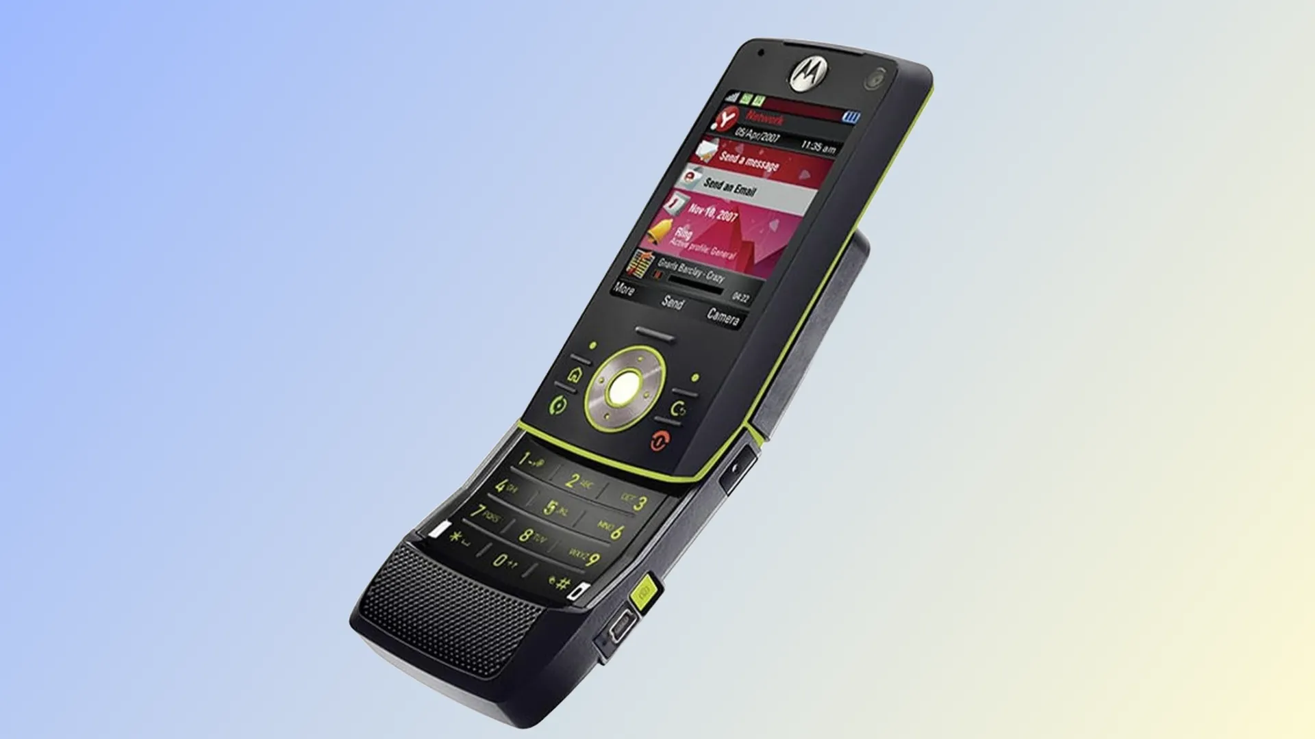 Điện thoại Motorola Rizr Z8 màu xanh dương với thiết kế trượt cong độc đáo