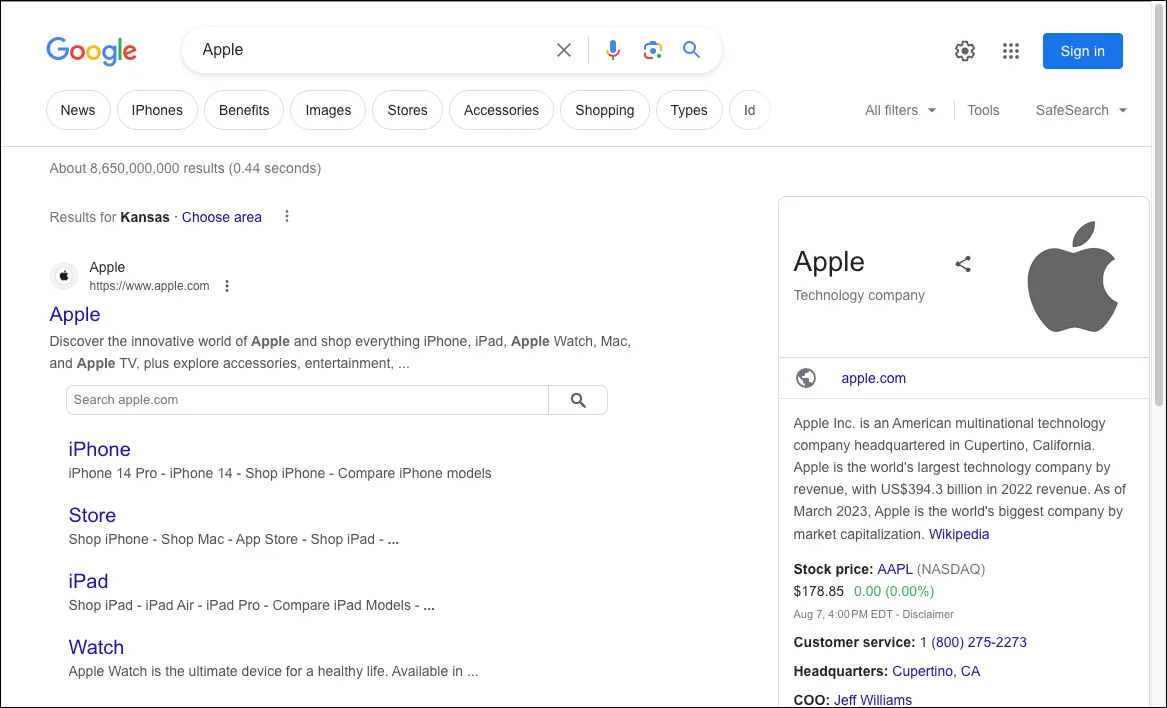Giao diện Google Search năm 2023 với các gợi ý tìm kiếm động và cá nhân hóa