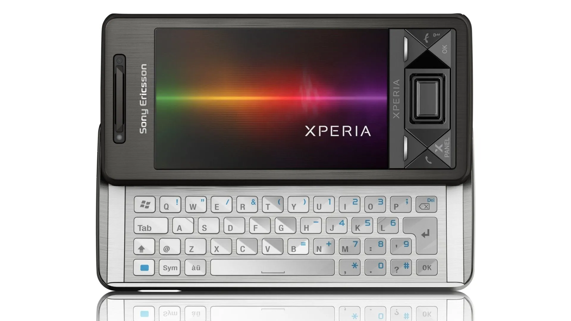 Smartphone Sony Ericsson Xperia X1 màu bạc với màn hình độ phân giải cao và bàn phím QWERTY