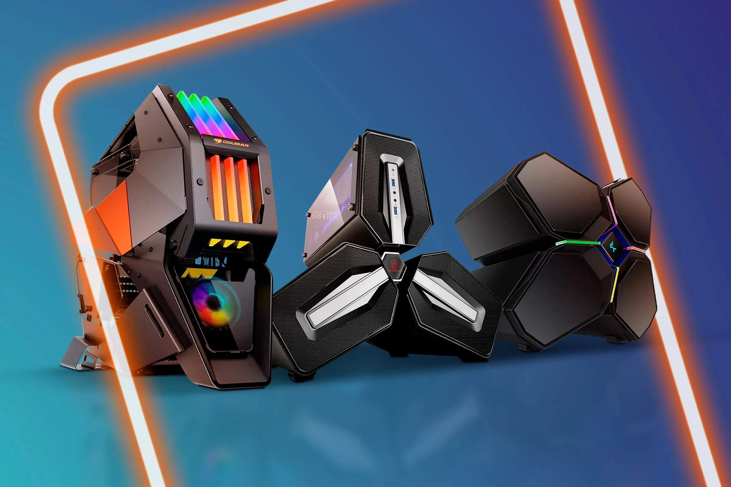 Ba vỏ máy tính (case PC) với các kích thước và form factor khác nhau đặt cạnh nhau, minh họa tầm quan trọng của việc kiểm tra tương thích linh kiện.