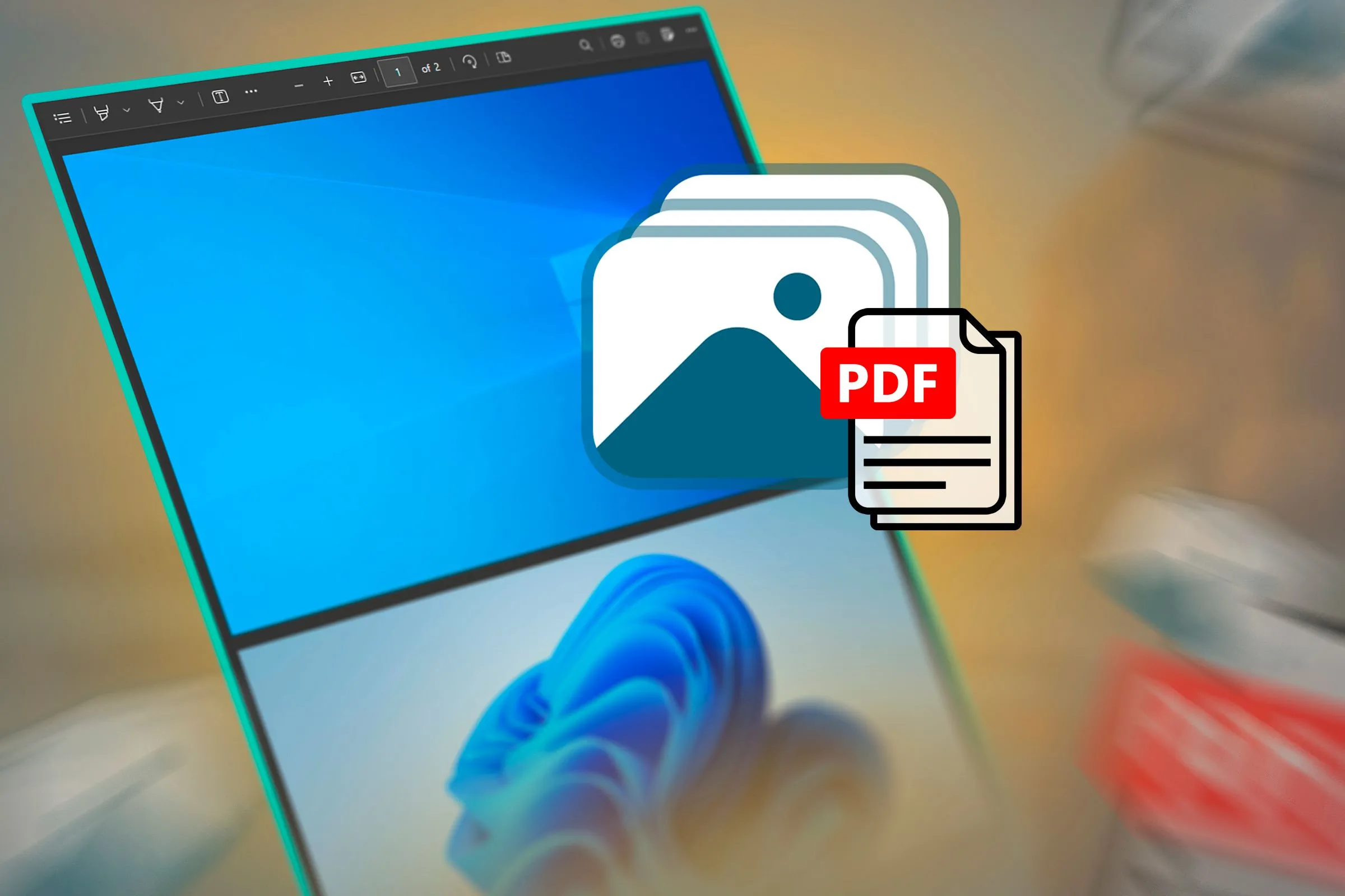 Biểu tượng file PDF trên nền Windows 10 và 11, minh họa khả năng bảo mật tài liệu PDF