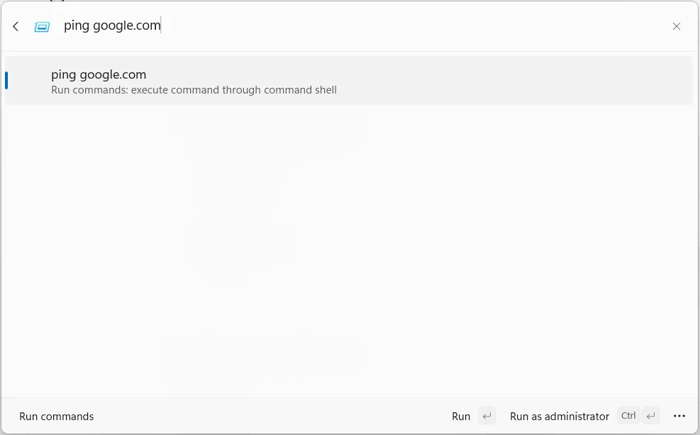 Chạy lệnh Command Prompt qua Command Palette trên Windows