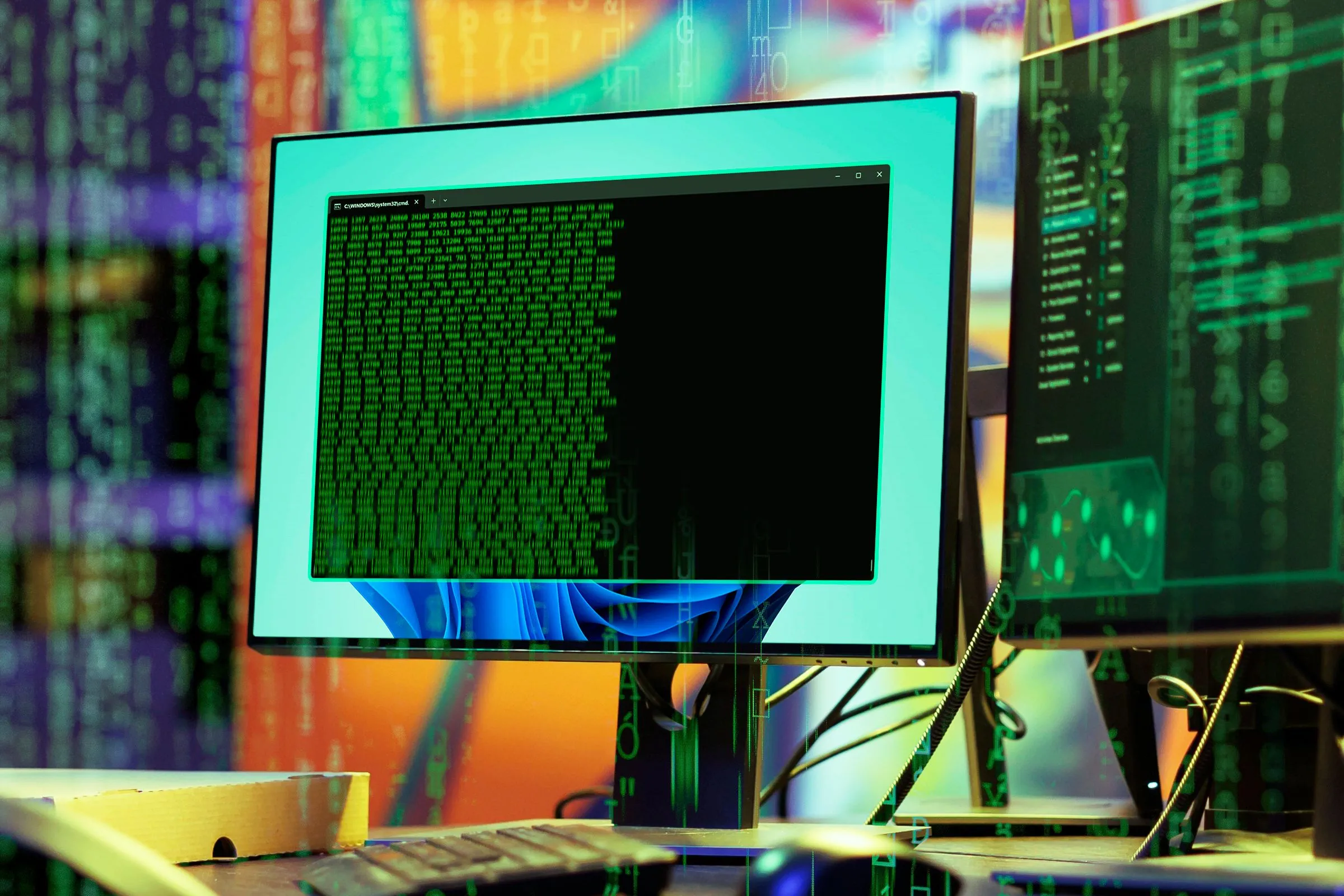 Giao diện Windows Terminal hiển thị các dòng mã, tượng trưng cho việc kiểm tra mã nguồn và phát hiện các lỗ hổng bảo mật hoặc Logic Bomb