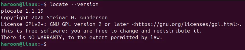 Kiểm tra phiên bản lệnh locate trên terminal Ubuntu để xác định mlocate hoặc plocate đang được sử dụng
