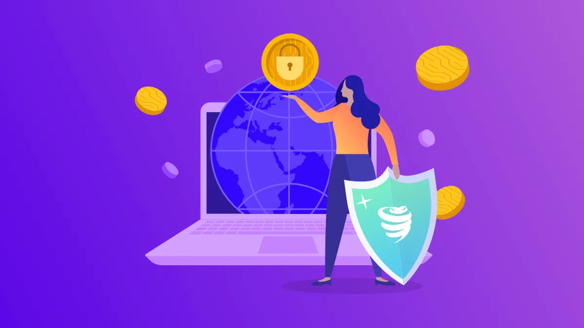 Logo VyprVPN với tông màu vàng cam và xanh, biểu trưng cho khả năng vượt qua kiểm duyệt
