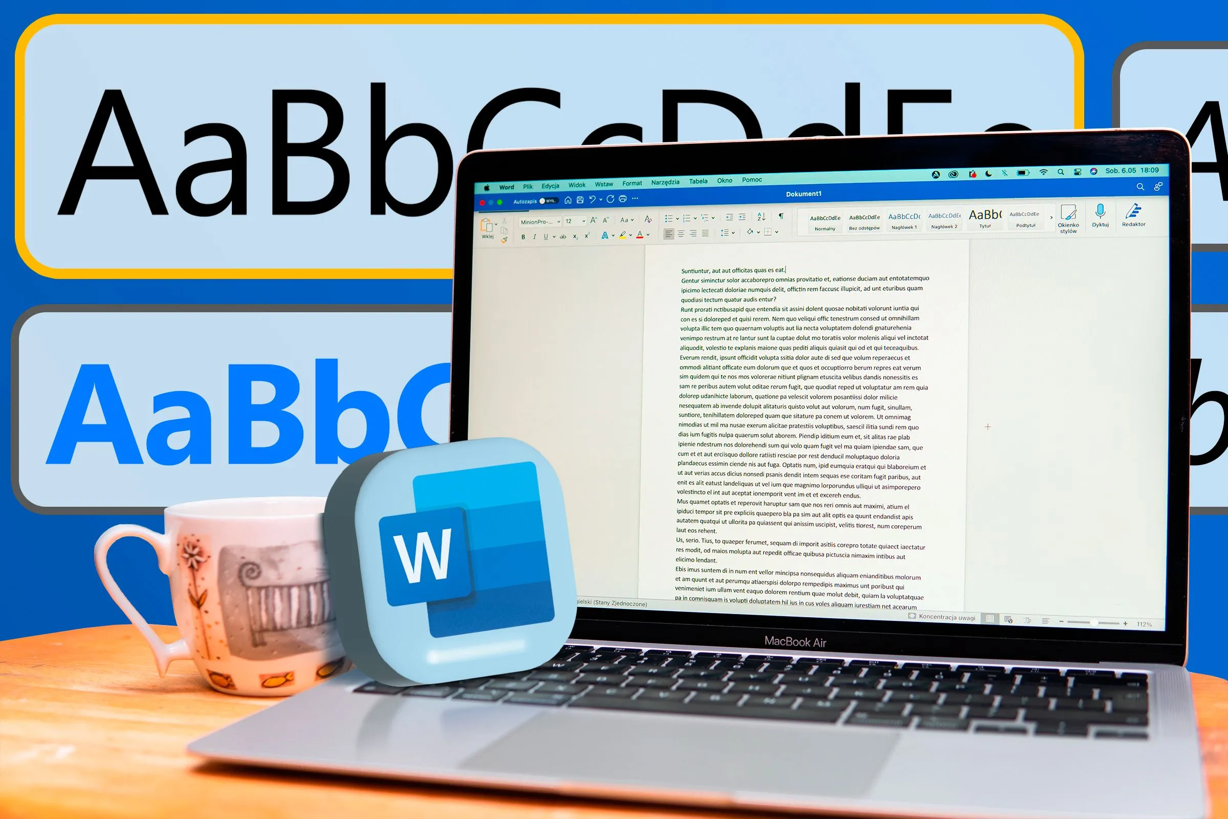 Màn hình laptop hiển thị Microsoft Word cùng các tùy chọn định dạng kiểu văn bản (Styles) giúp chuyên nghiệp hóa tài liệu