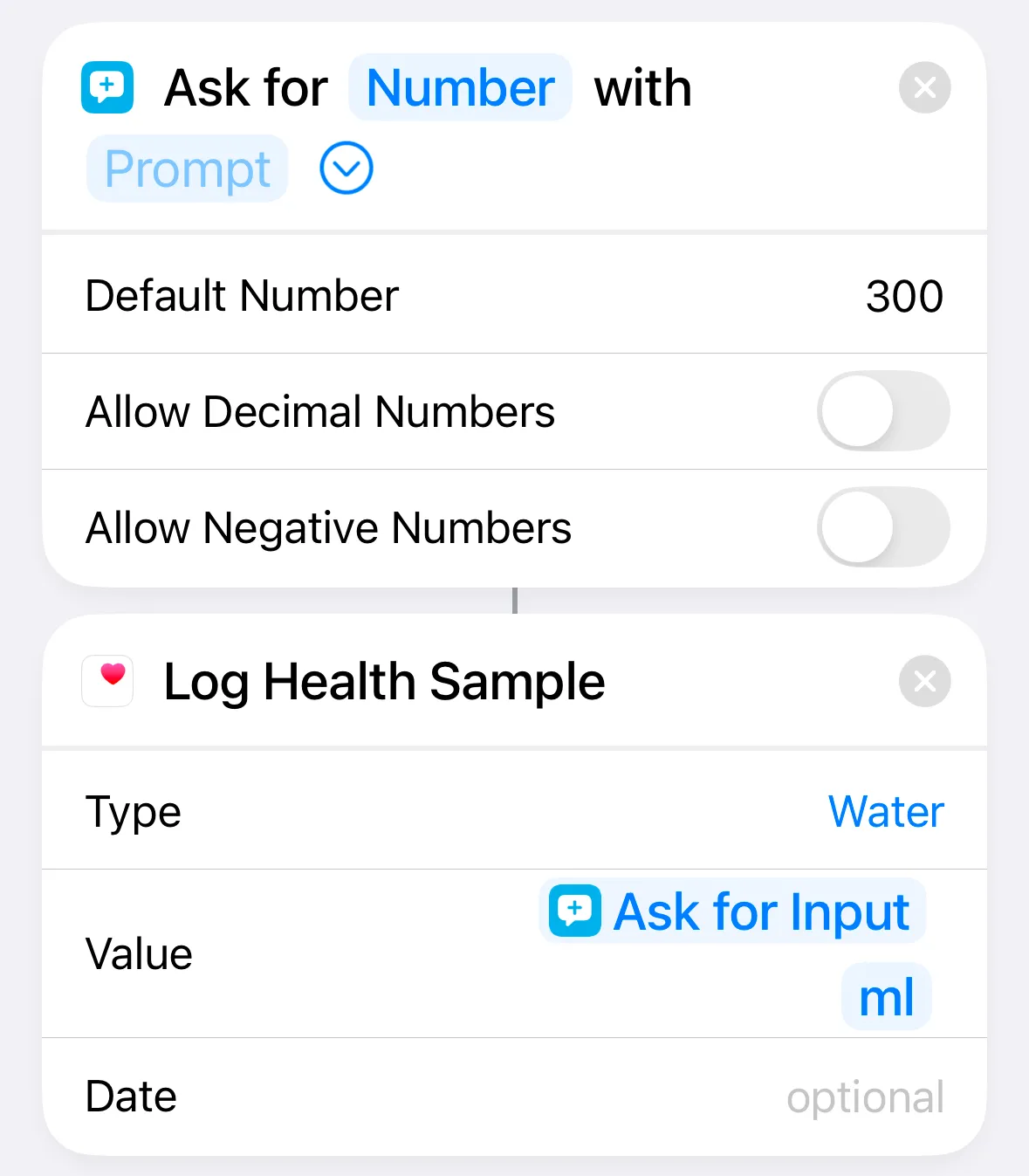 Phím tắt &quot;Ghi nhật ký nước uống&quot; hoàn chỉnh trong ứng dụng Phím tắt trên iPhone