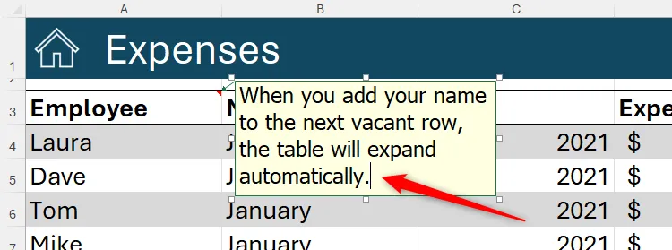 Quá trình thêm ghi chú mới vào một ô trong bảng tính Microsoft Excel
