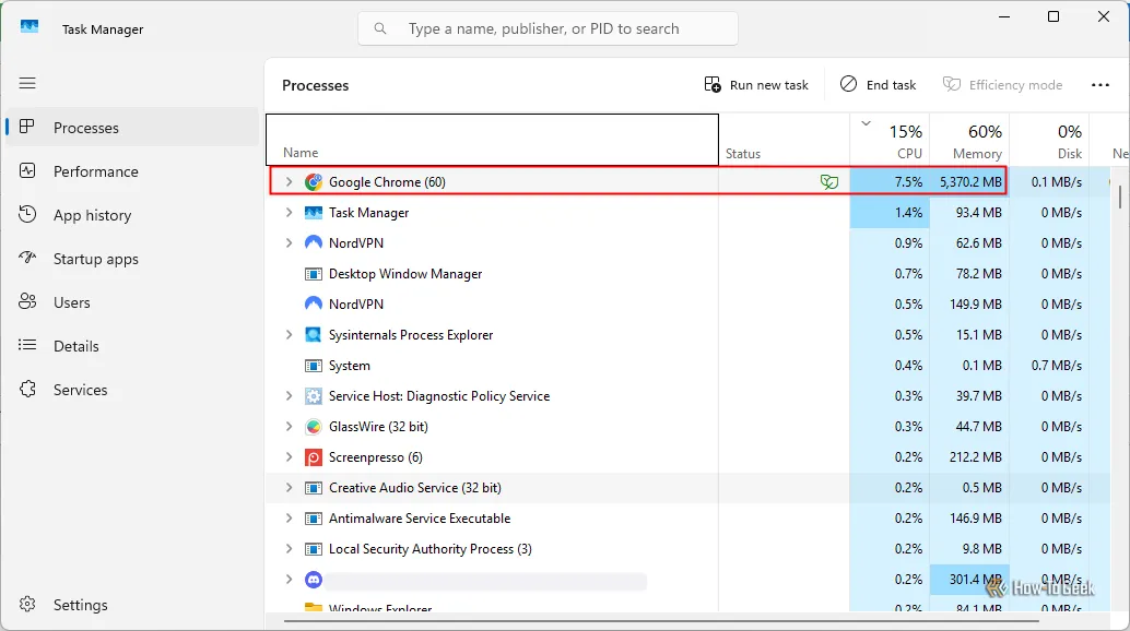 Ứng dụng Google Chrome đang mở trên máy tính chạy Windows 11, thường là nguyên nhân khiến người dùng phải kiểm tra Task Manager.