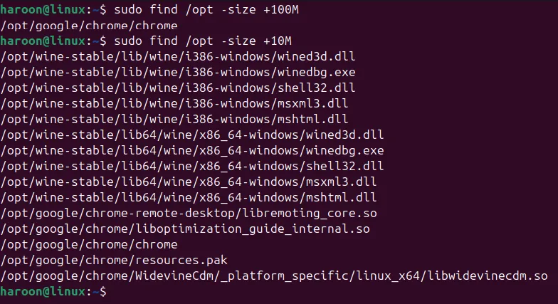 Ví dụ sử dụng lệnh find để tìm kiếm các tệp tin dựa trên kích thước cụ thể trong Linux