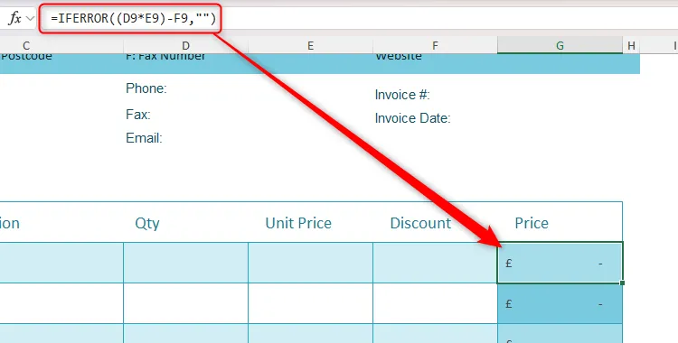 Ví dụ về một phép tính đơn giản được lồng ghép trong hàm IFERROR của Microsoft Excel